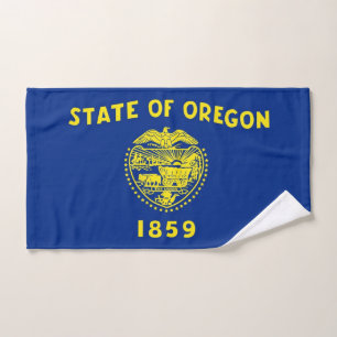 Hand Towel with Flag of Oregon State, USA