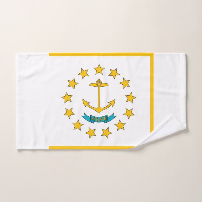 Hand Towel with Flag of Rhode Island State, USA (Hand Towel)
