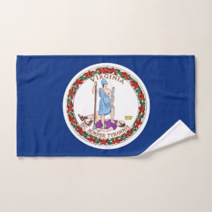 Hand Towel with Flag of Virginia State, USA