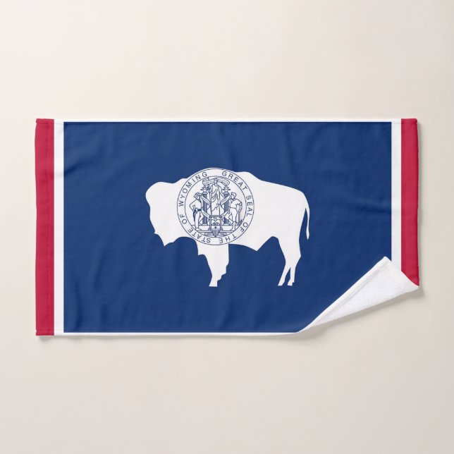 Hand Towel with Flag of Wyoming State, USA (Hand Towel)