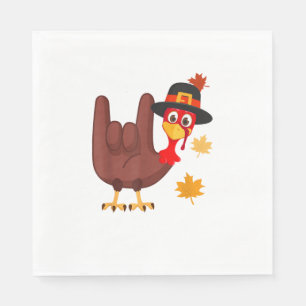 Hand Turkey American Sign Language I Love You Than Napkin
