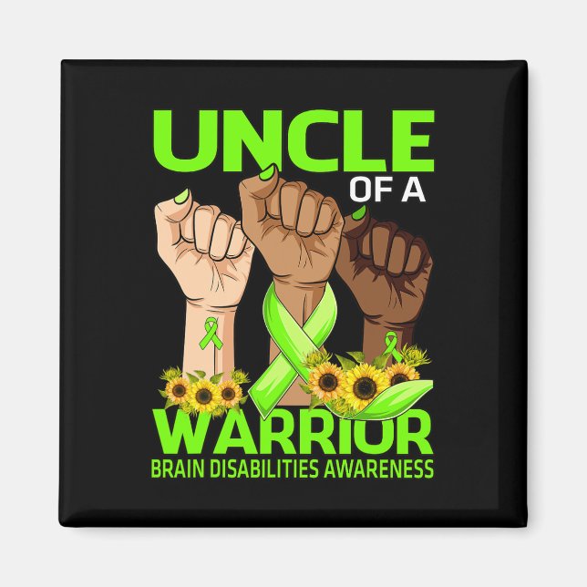 Hand Uncle Of A Warrior Brain Disabilities Awarene Magnet (Front)
