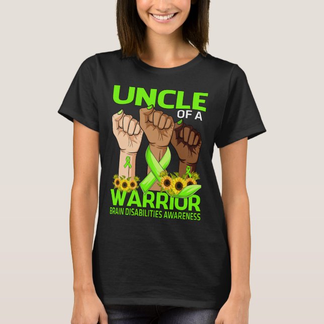 Hand Uncle Of A Warrior Brain Disabilities Awarene T-Shirt (Front)