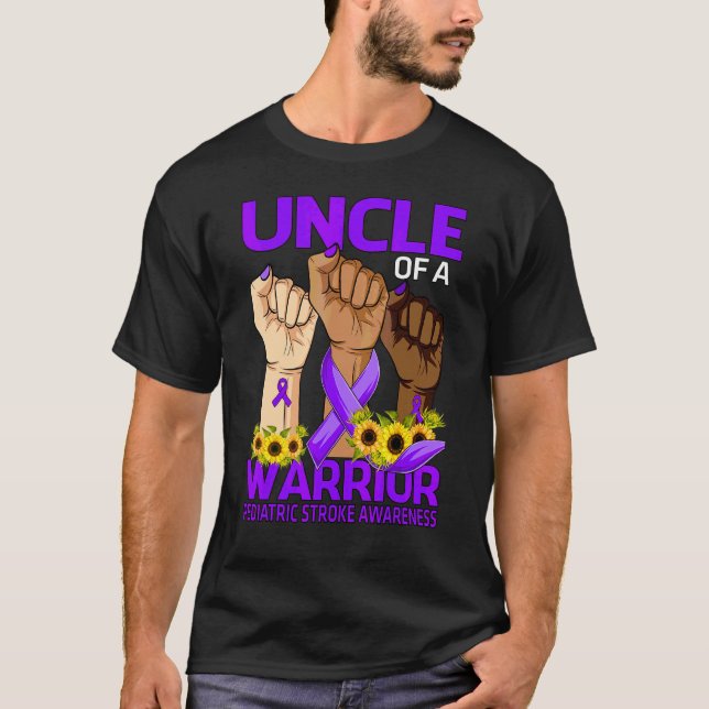Hand Uncle Of A Warrior Pediatric Stroke Awareness T-Shirt (Front)