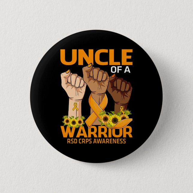 Hand Uncle Of A Warrior Rsd Crps Awareness Sunflow 2 Inch Round Button (Front)