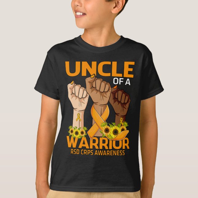 Hand Uncle Of A Warrior RSD CRPS Awareness Sunflow T-Shirt (Front)