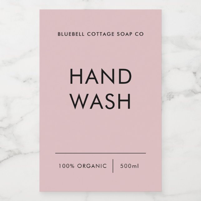 Hand Wash Label, Elegant, Minimal Product Label (Single Label)