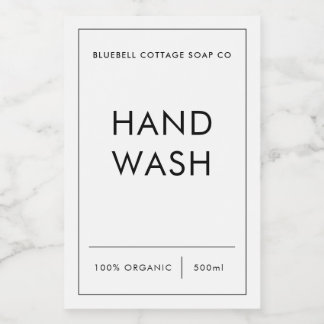 Hand Wash Label with Border Minimal Product Label