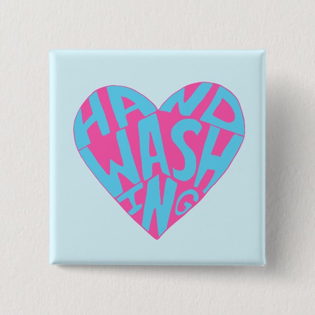 Hand Washing Hand 2 Inch Square Button (Front)