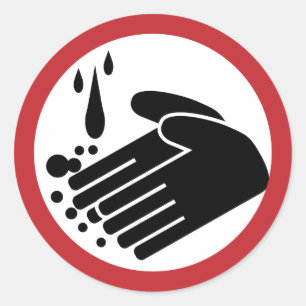 Hand Washing Symbol Classic Round Sticker