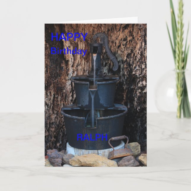 HAND WATER PUMP in a Hollow Tree BIRTHDAY CARD (Front)