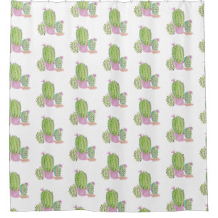 Hand Watercolor Cactus Plant Trio Pink Green White
