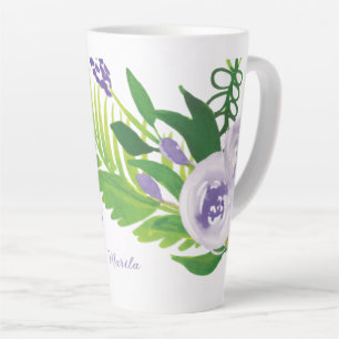 Hand Watercolor Florals Purple Latte Mug