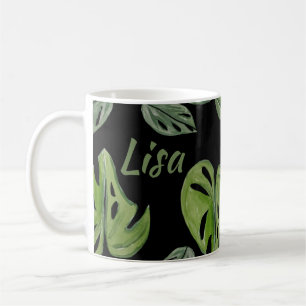Hand Watercolor Monstera Adansonii Leaf Bridal Coffee Mug
