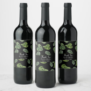 Hand Watercolor Monstera Adansonii Leaf Bridal Wine Label