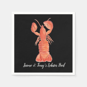 Hand Watercolor Seafood Lobster Napkin