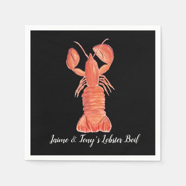 Hand Watercolor Seafood Lobster Napkin (Front)