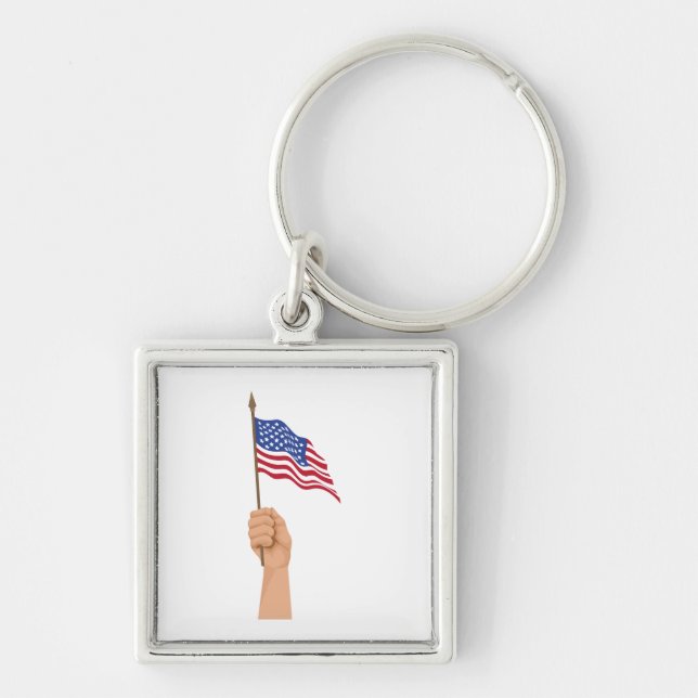 hand waving usa flag keychain (Front)