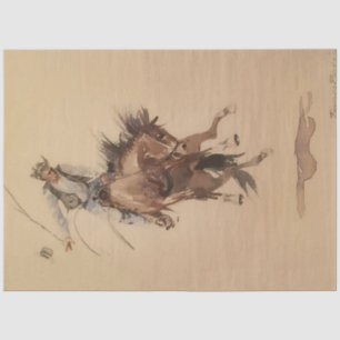 Hand-Whipping a Bronc by Edward Borein Tissue Paper