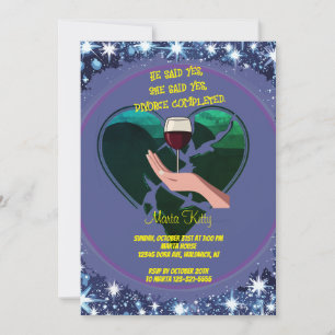 Hand with Glass, Divorce Completed - Divorce Party Invitation