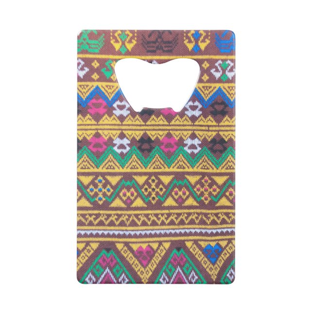 Hand Woven Thai Silk Pattern Credit Card Bottle Opener (Front)
