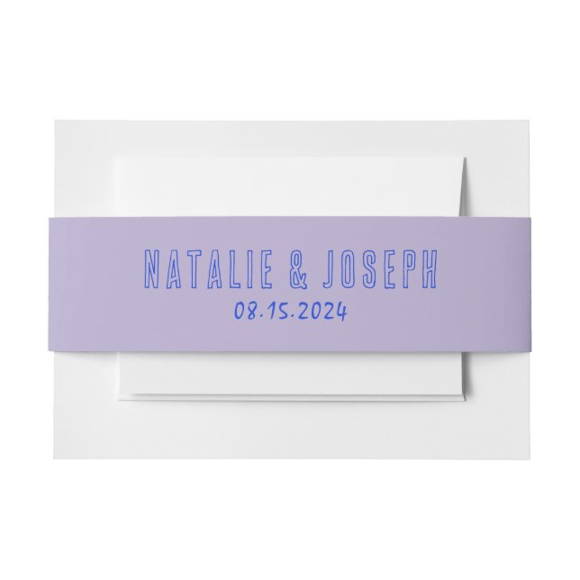 Hand-Written Colourful Bold Retro Unique Wedding Invitation Belly Band (Front Example)