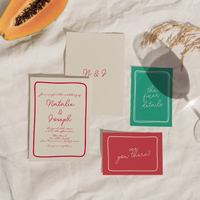 Hand-Written Colourful Retro Bright Unique Wedding Invitation (Creator Uploaded)