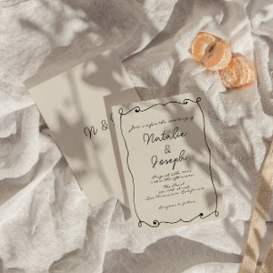 Hand-Written Colourful Retro Fun Unique Wedding  Invitation