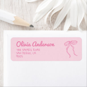 Hand Written Drawn Pink Bow Baby Girl Shower