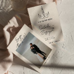 Hand Written Drawn Retro Quirky Photo Wedding Save The Date<br><div class="desc">This modern & retro funky quirky minimalist Wedding Save The Date Template is great for you. If you are looking for a pretty, elegant and easy to customize Wedding Save The Date Template .A very elegant simple and chic black creamy bold whimsical hand written wedding save the date invitation. Which...</div>