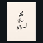 Hand Written Drawn Retro Quirky Unique Wedding Menu<br><div class="desc">A  retro funky modern black and white quirky wedding dinner menu. Which features chic template design of creamy milky background and black hand written typography. With Hand drawn bottle and champagne glass and cake in the front and gripes on the back   A Perfect and matching with the whole suite.</div>