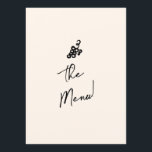 Hand Written Drawn Retro Quirky Unique Wedding Menu<br><div class="desc">A  retro funky modern black and white quirky wedding dinner menu. Which features chic template design of creamy milky background and black hand written typography. With Hand drawn bottle and champagne glass and cake in the front and gripes on the back   A Perfect and matching with the whole suite.</div>