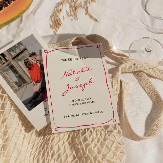 Hand Written Drawn Retro Whimsical Photo Wedding   Save The Date (Creator Uploaded)
