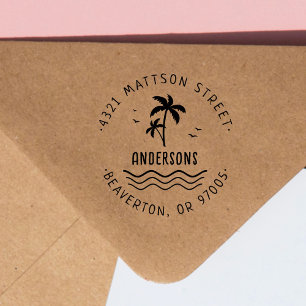 Hand-written Palms-Tree Tropical Return Address  Self-inking Stamp