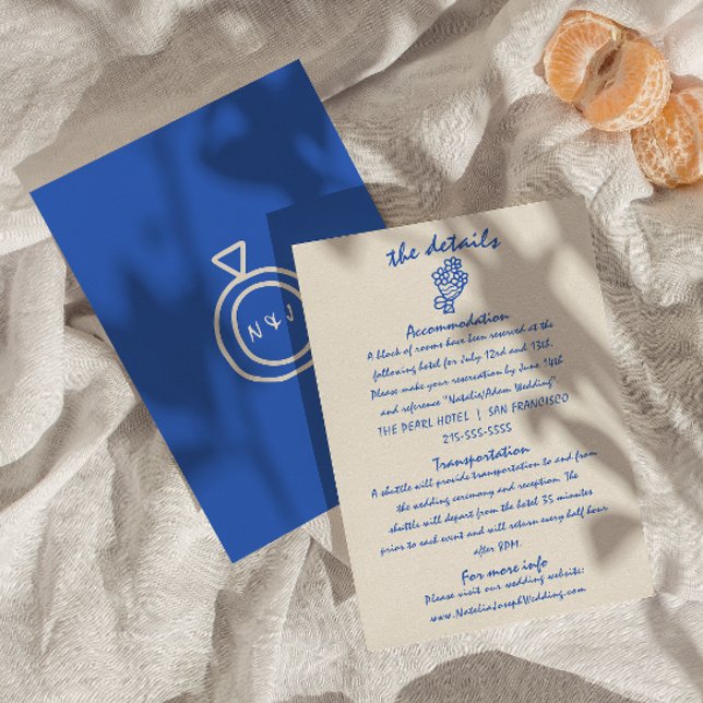Hand-Written Retro Bright Unique Wedding Details Enclosure Card (Creator Uploaded)