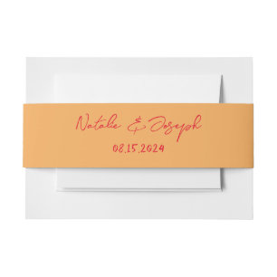 Hand Written Retro Colourful Fun Modern Wedding  Invitation Belly Band