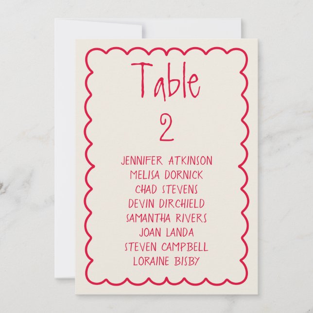 Hand-Written Retro Unique Wedding Seating Chart Invitation (Front)