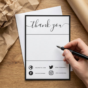  Hand written simple social thank you insert card