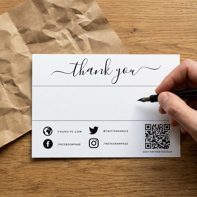  Hand written thank you social qr code insert card (Hand written thank you social qr code insert card.)