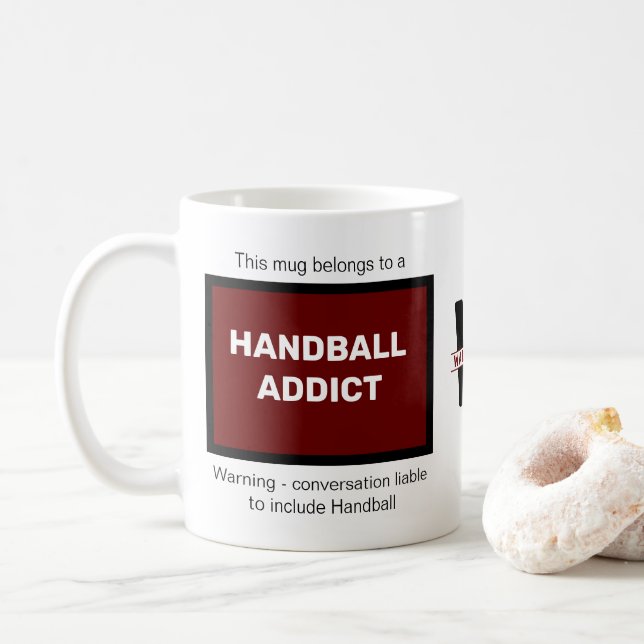 Handball Addict Add Your Name Monogram Initial Coffee Mug (With Donut)