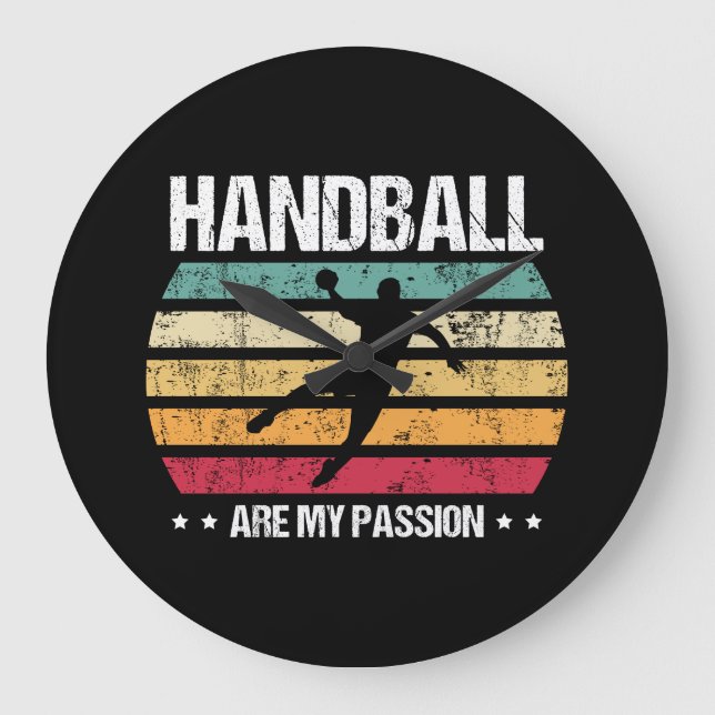 Handball Circle Runner Are my Passion Retro Gift Large Clock (Front)
