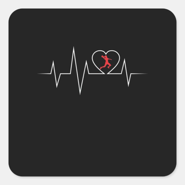 Handball EKG love and heart beat Square Sticker (Front)