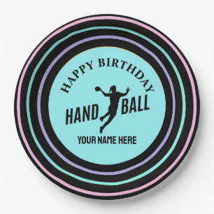 Handball Girl Birthday, Handball Player Gift Paper Plate