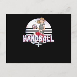 Handball Girl Paint Aiming Ball Throwing Team Spor Postcard