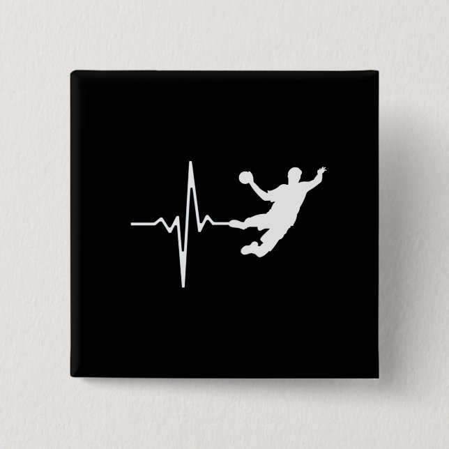 Handball - Handball Player Heartbeat 2 Inch Square Button (Front)