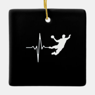 Handball - Handball Player Heartbeat Ceramic Ornament