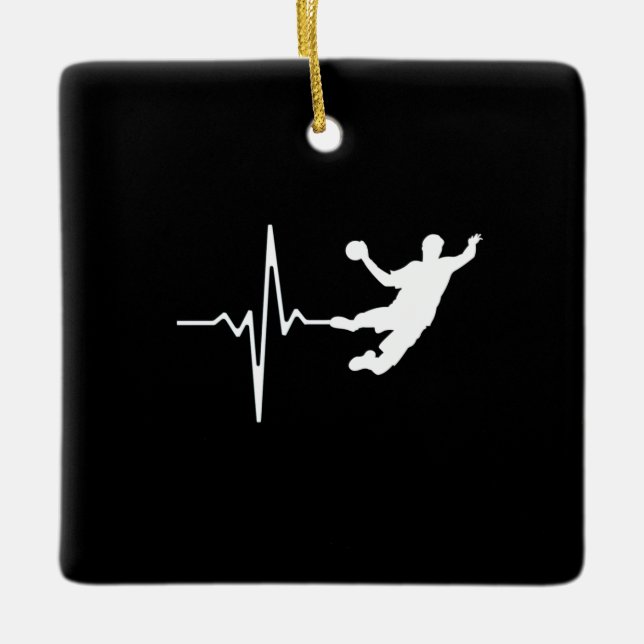 Handball - Handball Player Heartbeat Ceramic Ornament (Front)