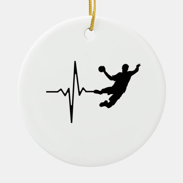 Handball - Handball Player Heartbeat Ceramic Ornament (Front)