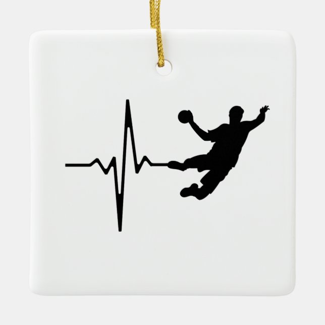 Handball - Handball Player Heartbeat Ceramic Ornament (Front)