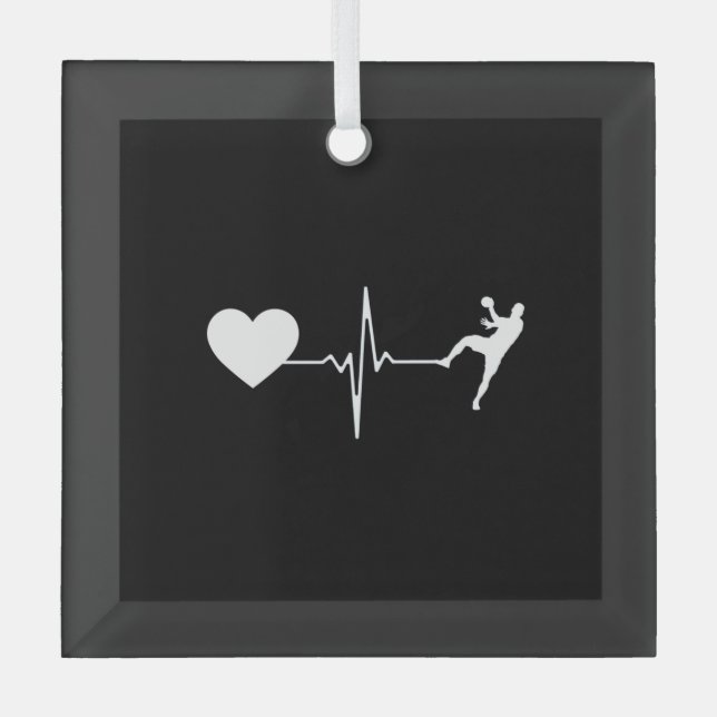 Handball Handball Player Heartbeat  Glass Ornament (Front)